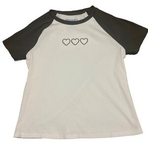 Thereabouts Girls Plus XL 18.5P White Gray Raglan Heart Tee